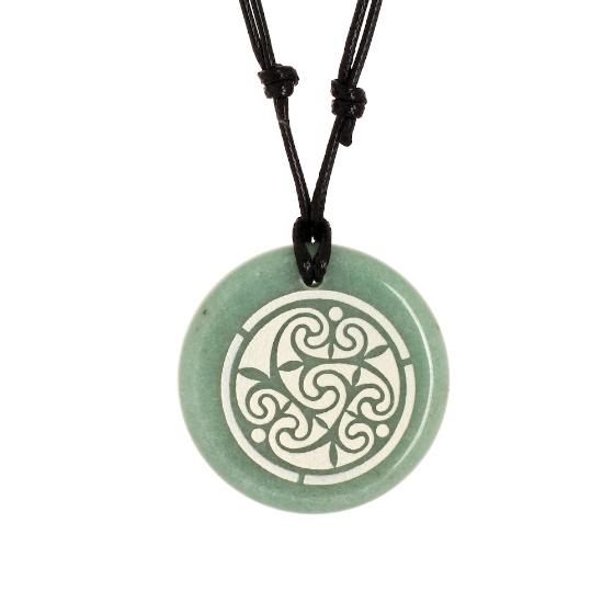 Celtic Spiral Green Aventurine Stone Pendant no bag