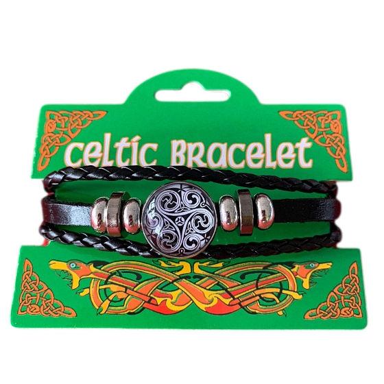 Black n' White Celtic Ornate Triskele picture Bracelet