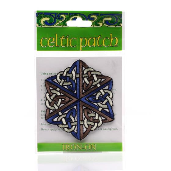 Brown-Blue n' White Celtic Knotwork Patch in bag