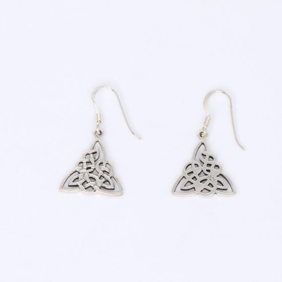 Celtic Knotwork Triangle Sterling Silver Earrings