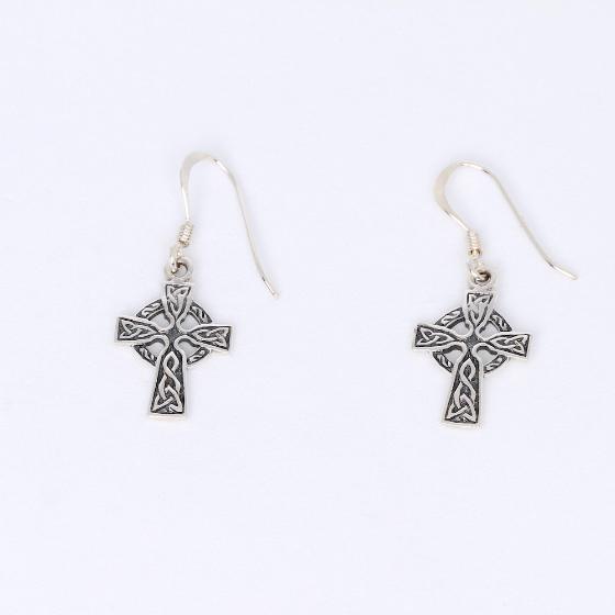Small Celtic Cross Sterling Silver Earrings