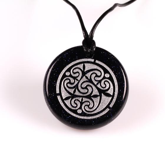 Celtic Spiral Blue Sand Stone Pendant