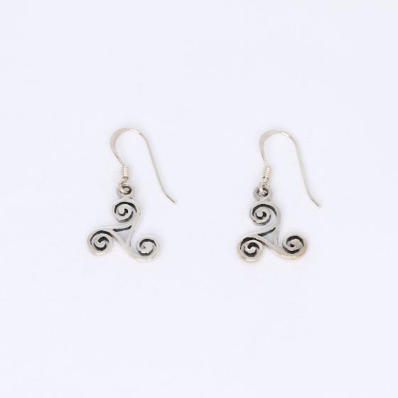 Small Celtic Triple Spiral Sterling Silver Earrings
