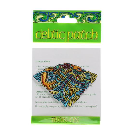 Colored Celtic Knotwork Twin Animals Patch in Bag