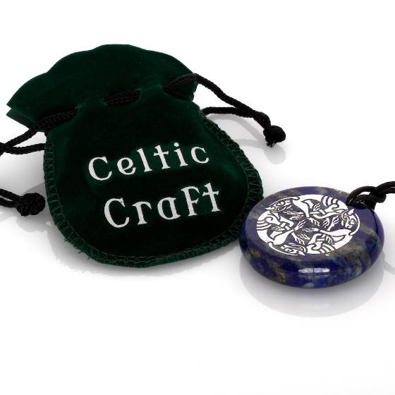 Celtic Dogs Lapis Lazuli Stone Pendant with bag
