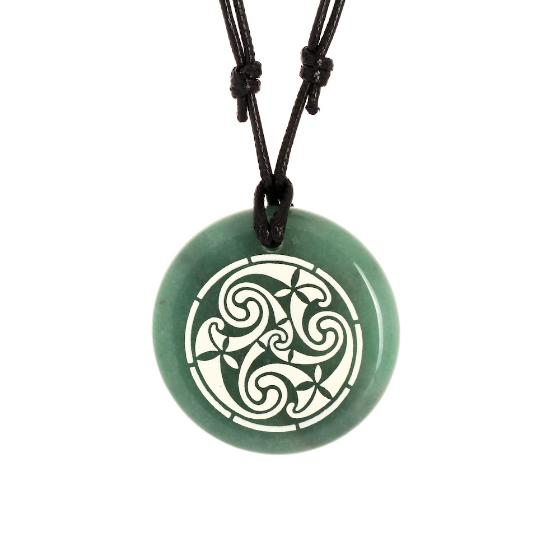 Large Celtic Spiral Green Aventurine Stone Pendant no bag