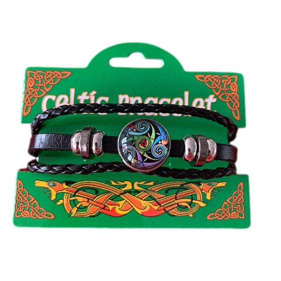 Multi-Coloured Celtic Triple Spiral Picture Bracelet