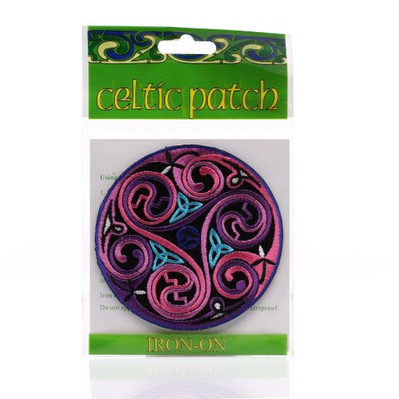 Purple-Mauve n' Blue Celtic Triskele Patch in bag