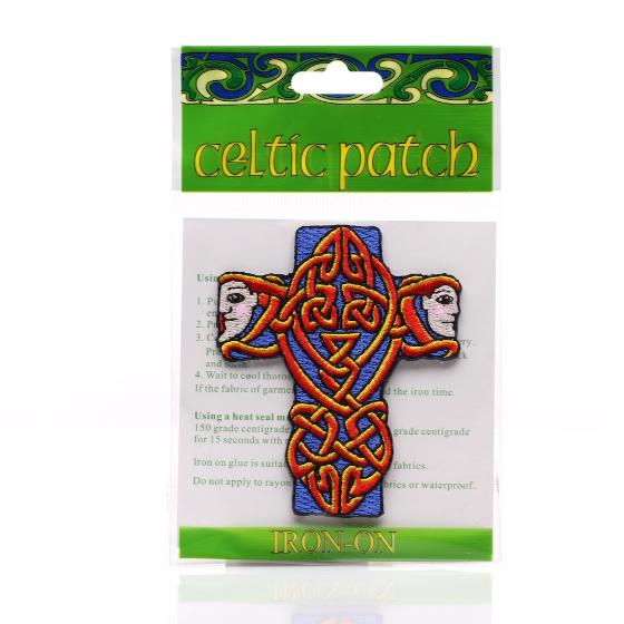Blue n' Red Celtic Knotwork Cross Patch in bag