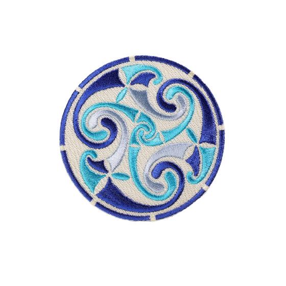 Blue n' White Celtic Spiral Embroidered Iron-On Patch no Bag