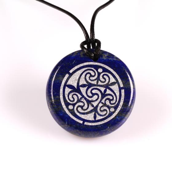 Celtic Spiral Lapis Lazuli Stone Pendant