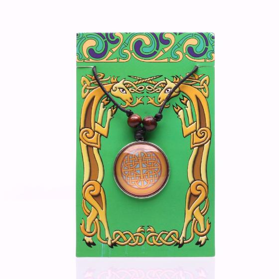 Golden Celtic Knotwork Picture Pendant