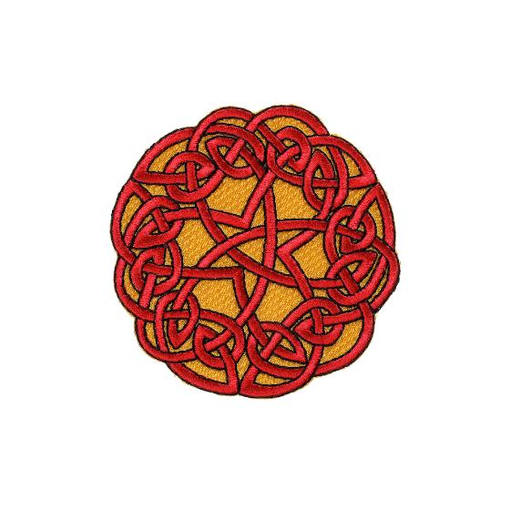 Red-Yellow Celtic Knotwork Circle Patch no Bag