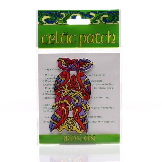 Rectangular Multi-Coloured Celtic Birds Patch in bag