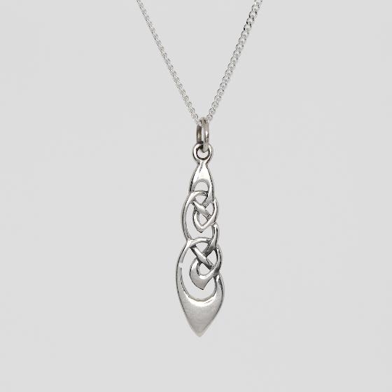 Long Celtic Knotwork Sterling Silver Pendant