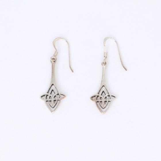 Small Long Celtic Knotwork Sterling Silver Earrings