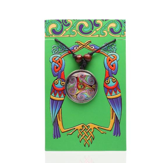 Multi-Coloured Celtic Spiral Picture Pendant