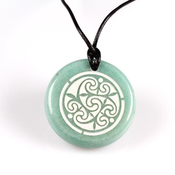Celtic Spiral Green Aventurine Stone Pendant