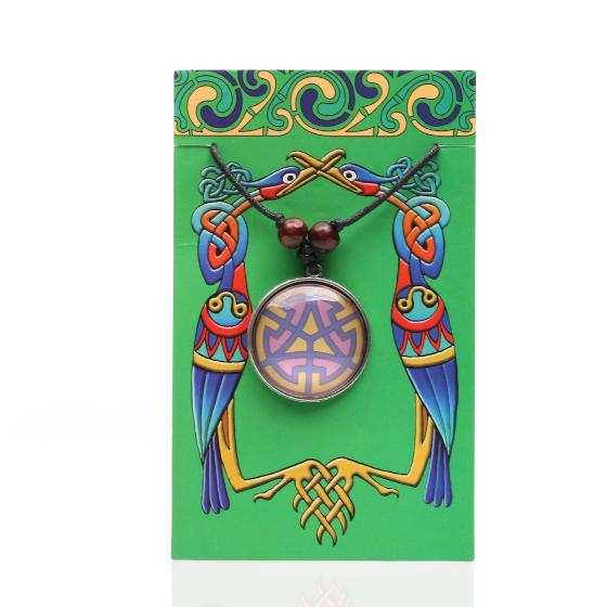 Mauve-Purple n' Yellow Celtic Key Design Picture Pendant