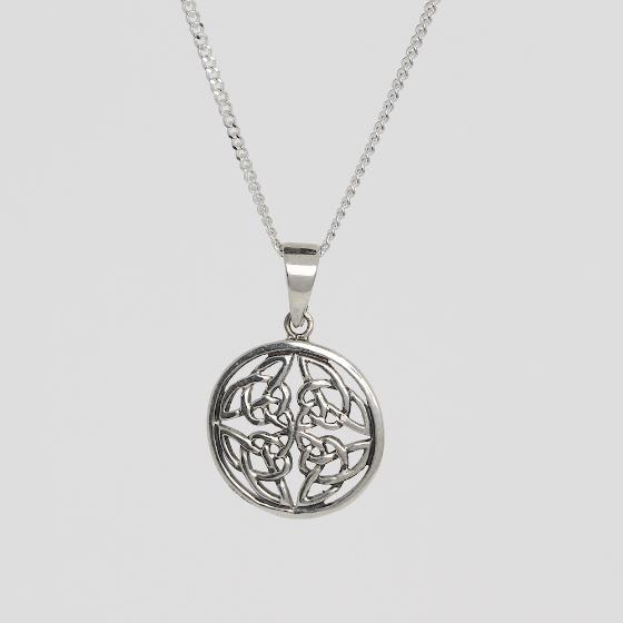 Celtic Knotwork Disc Sterling Silver Pendant