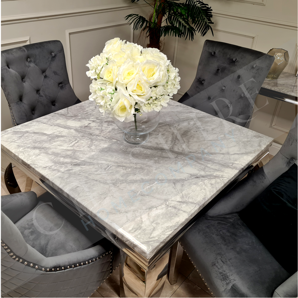 100cm Lucia & Dark Grey Mayfair Grey Marble Dining Set