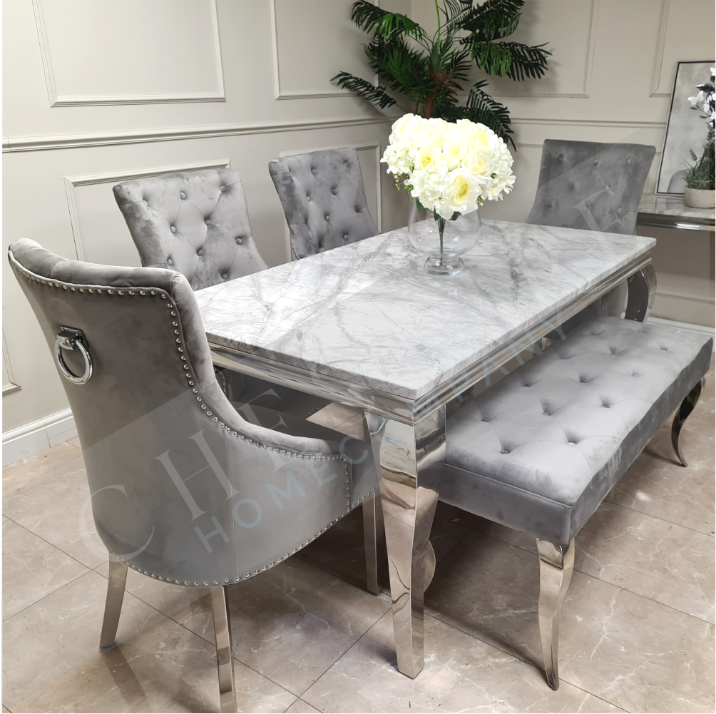 white and grey marble table