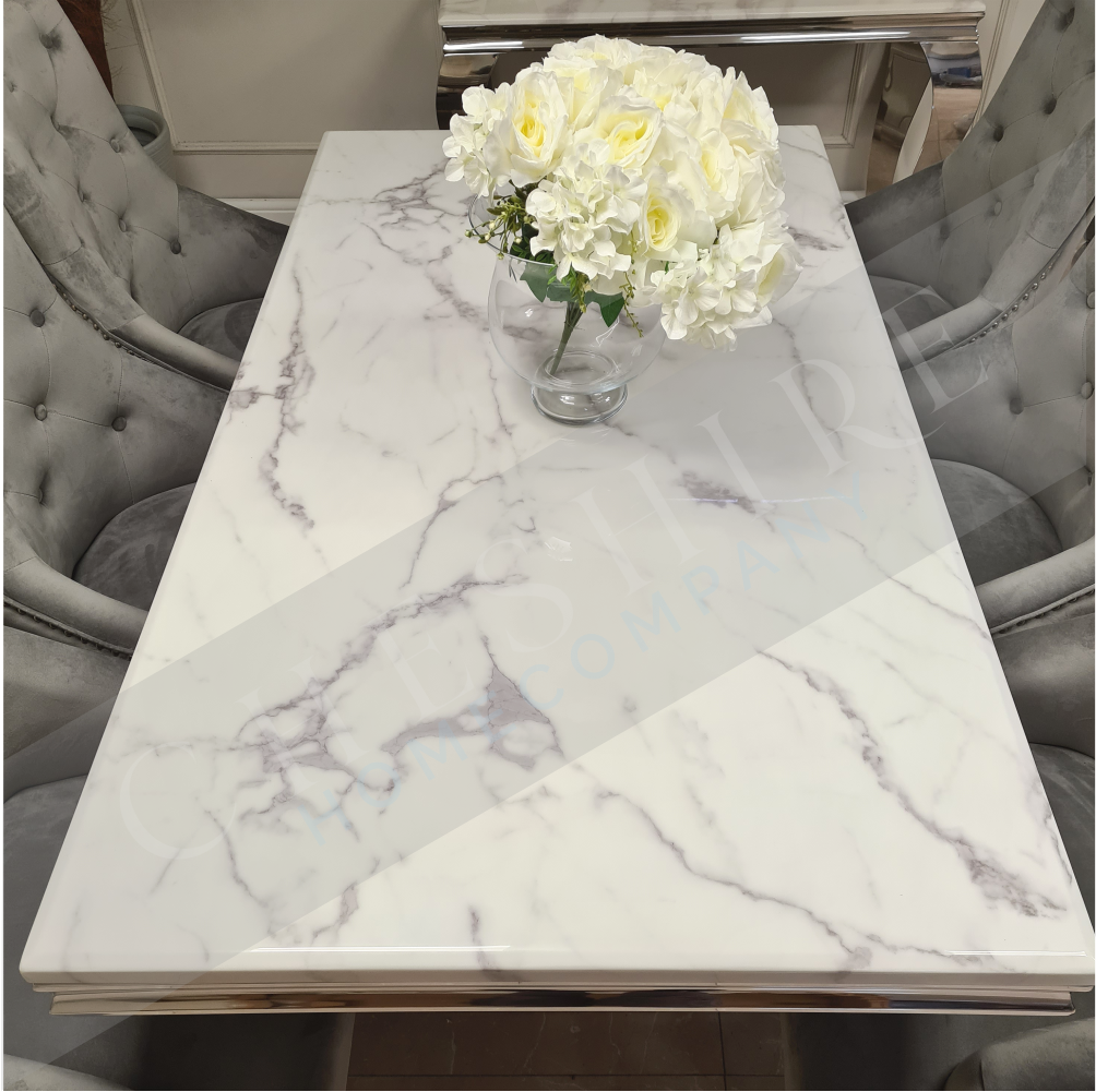 160cm Aventus White Marble Dining Table