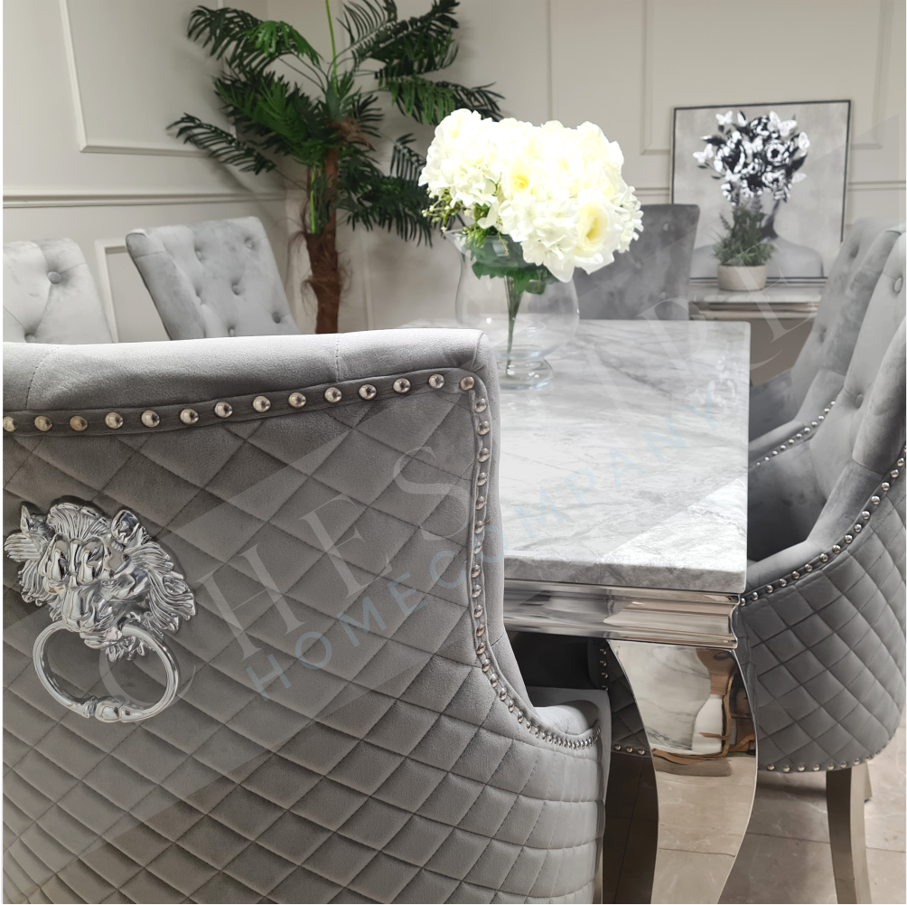 150cm Lucia & Light Grey Mayfair Grey Marble Dining Set