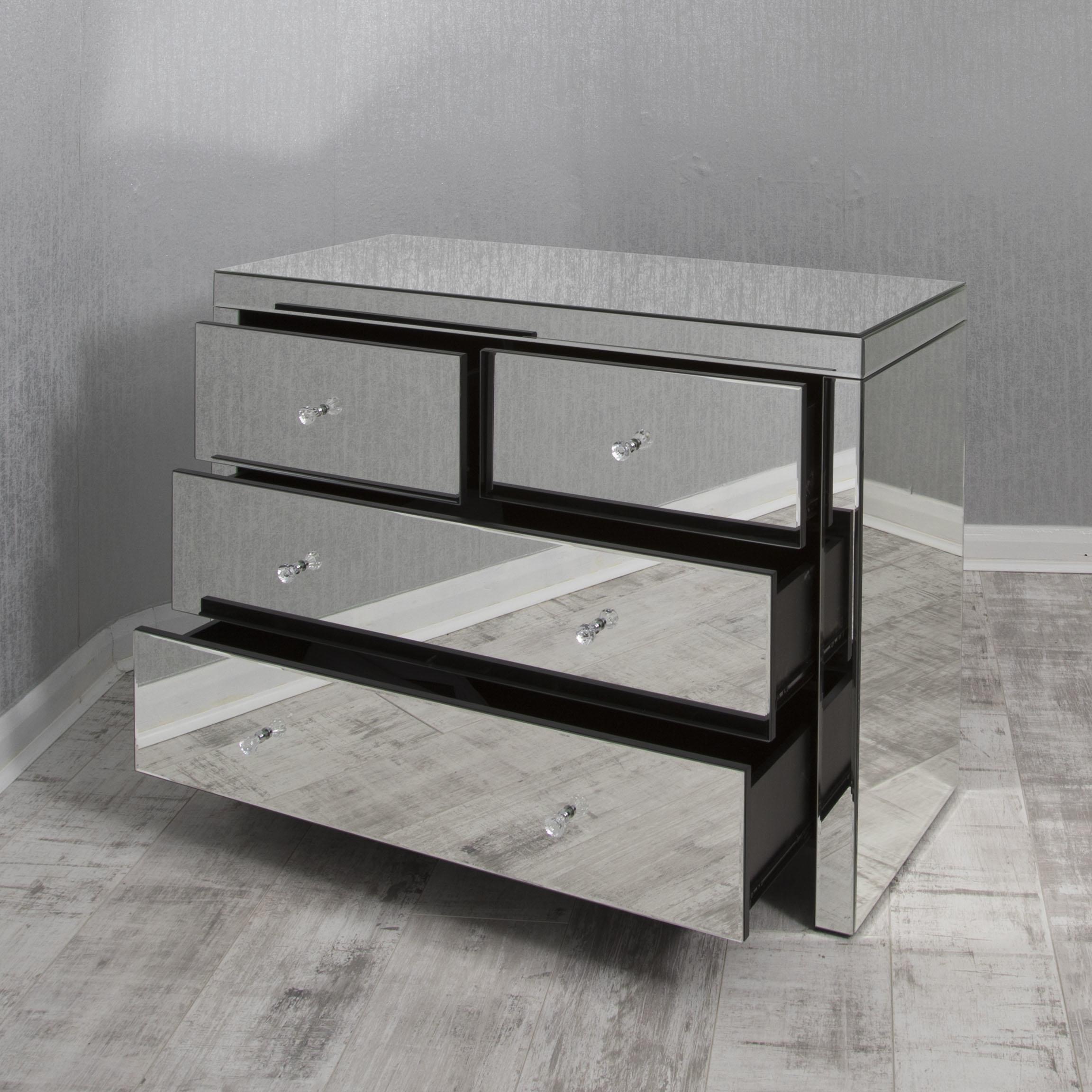 Black mirrored online drawers