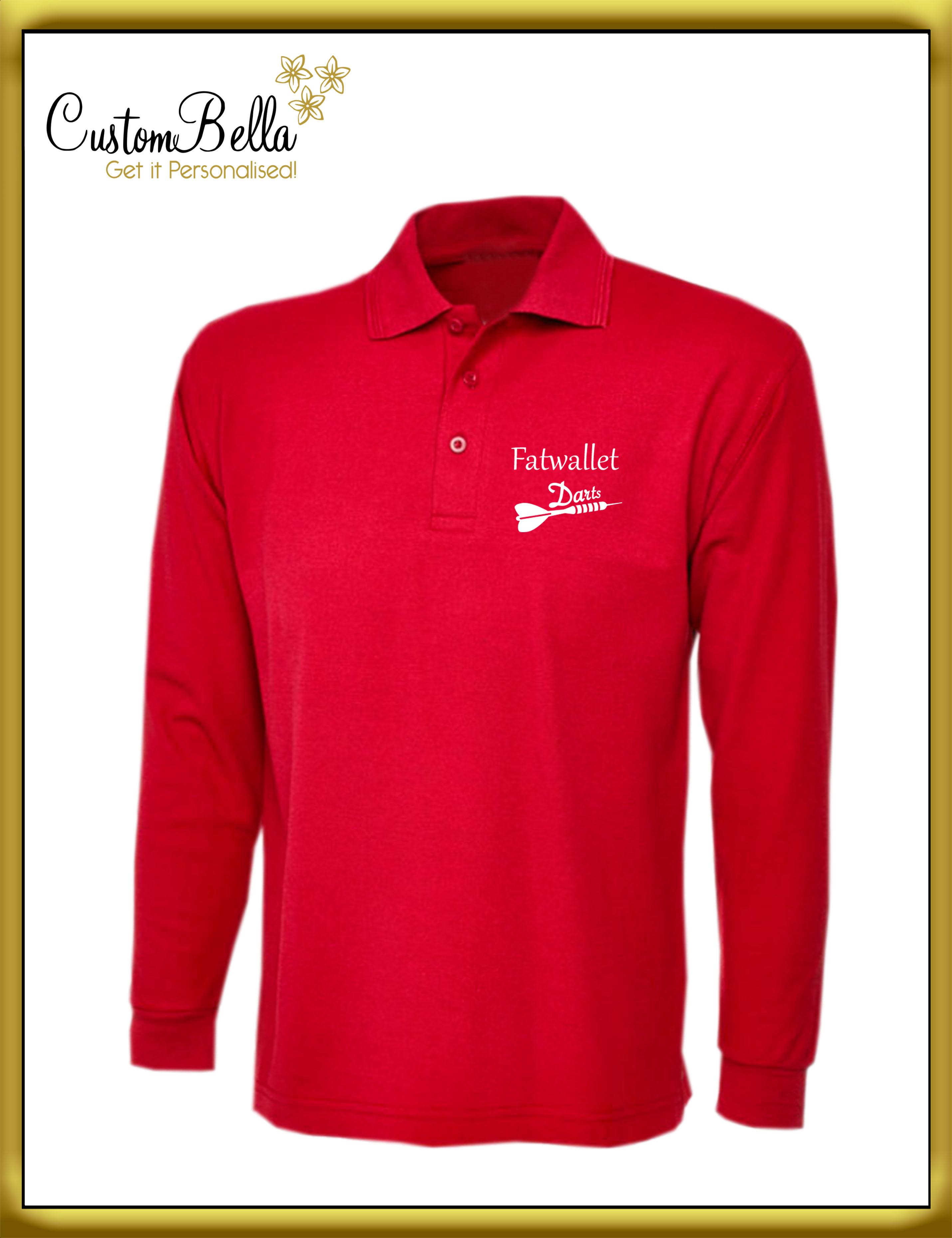 Printed Long sleeve Polo Shirt red