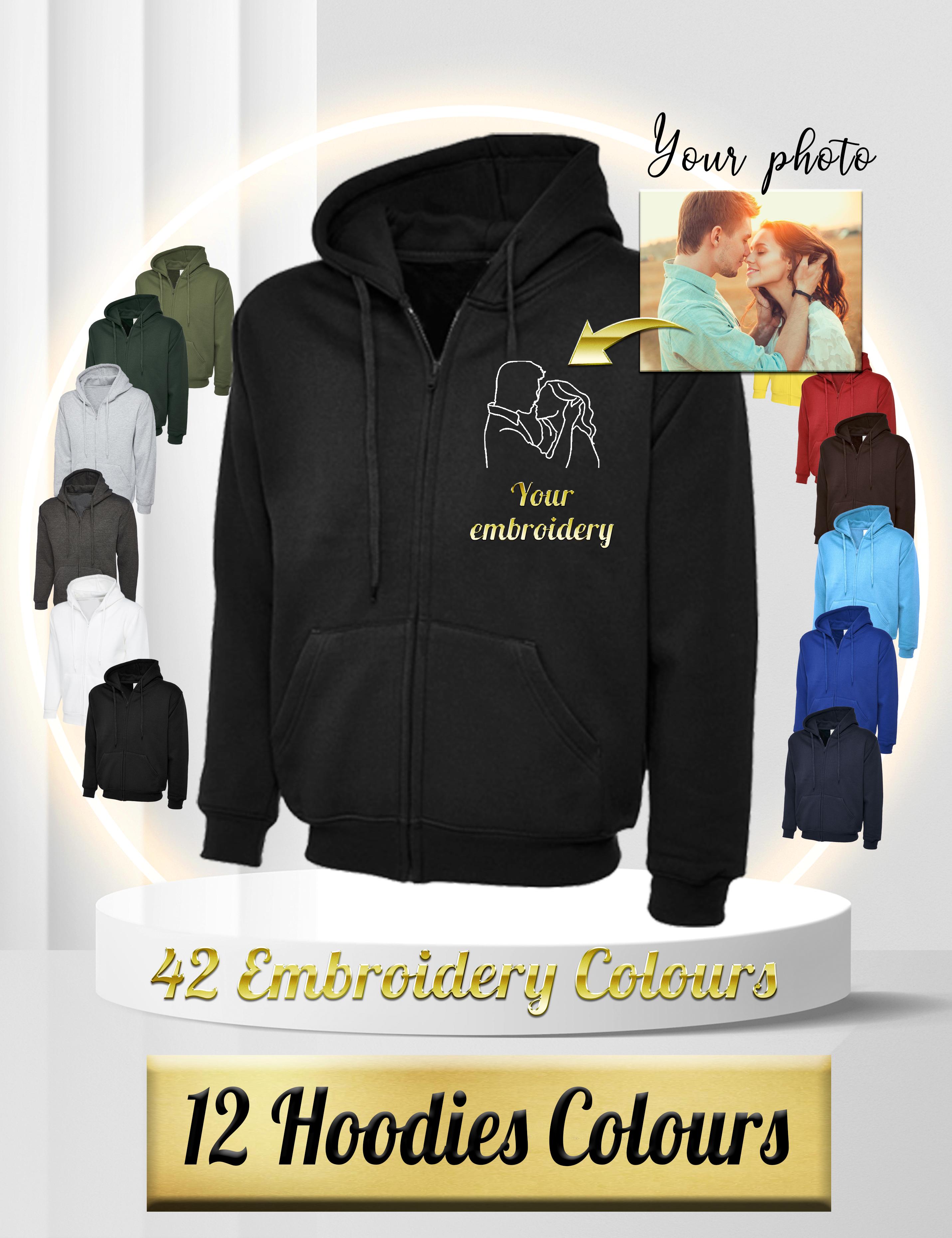 Outline Embroidered zipped Hoodie