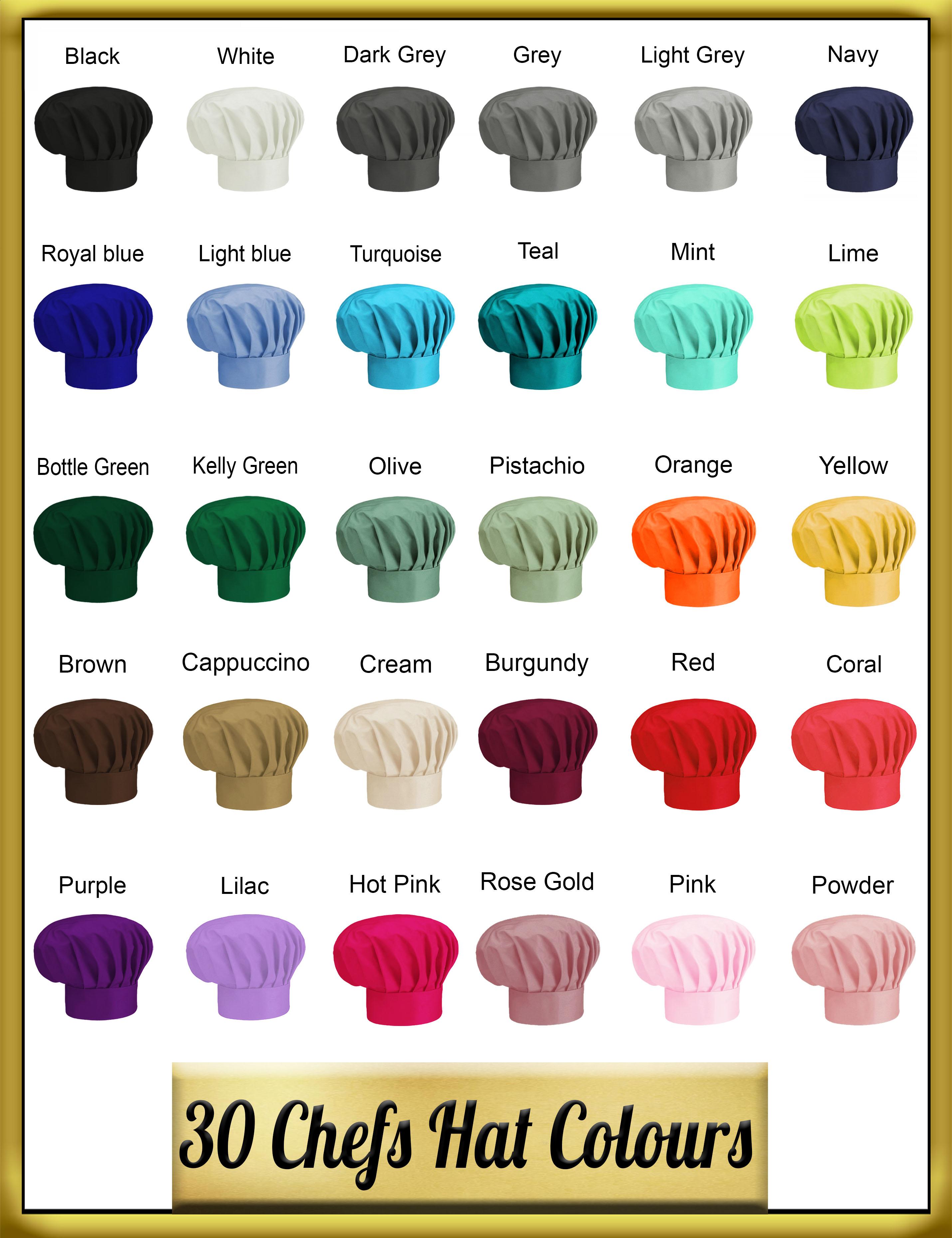 Embroidered Brides Chef hat colours