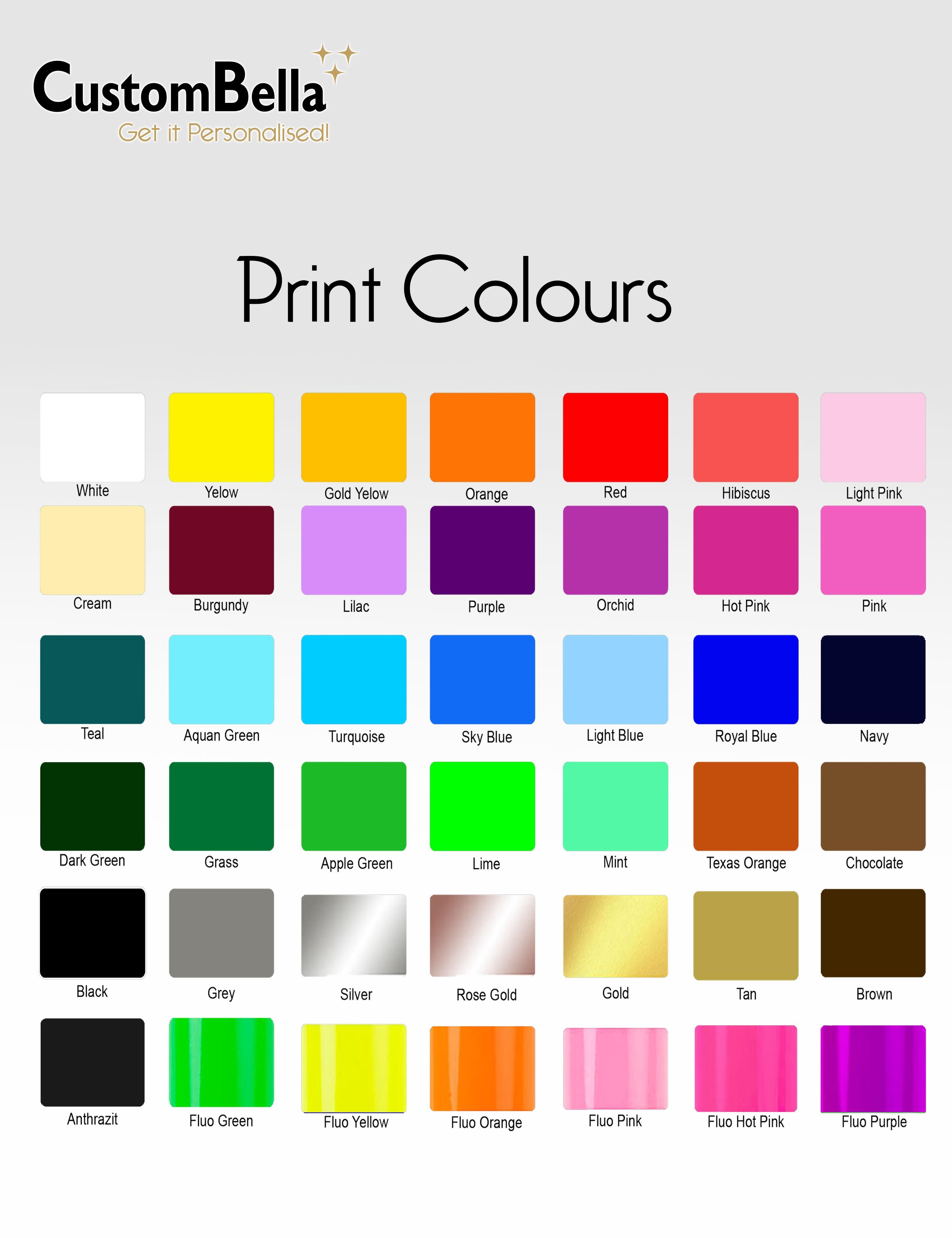 Custombella print colours to select to print