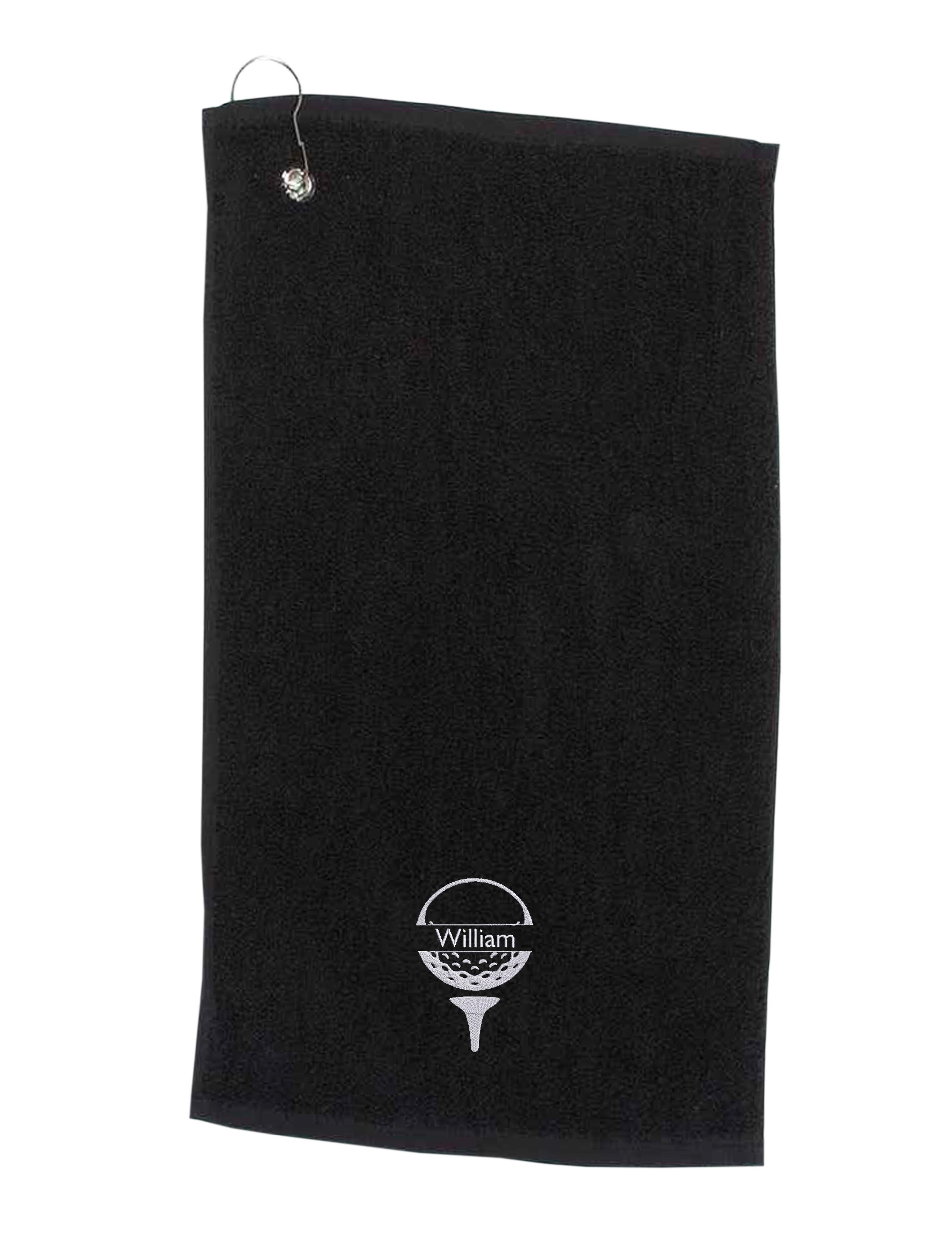 Golf Ball Design Cotton Golf Towel Black
