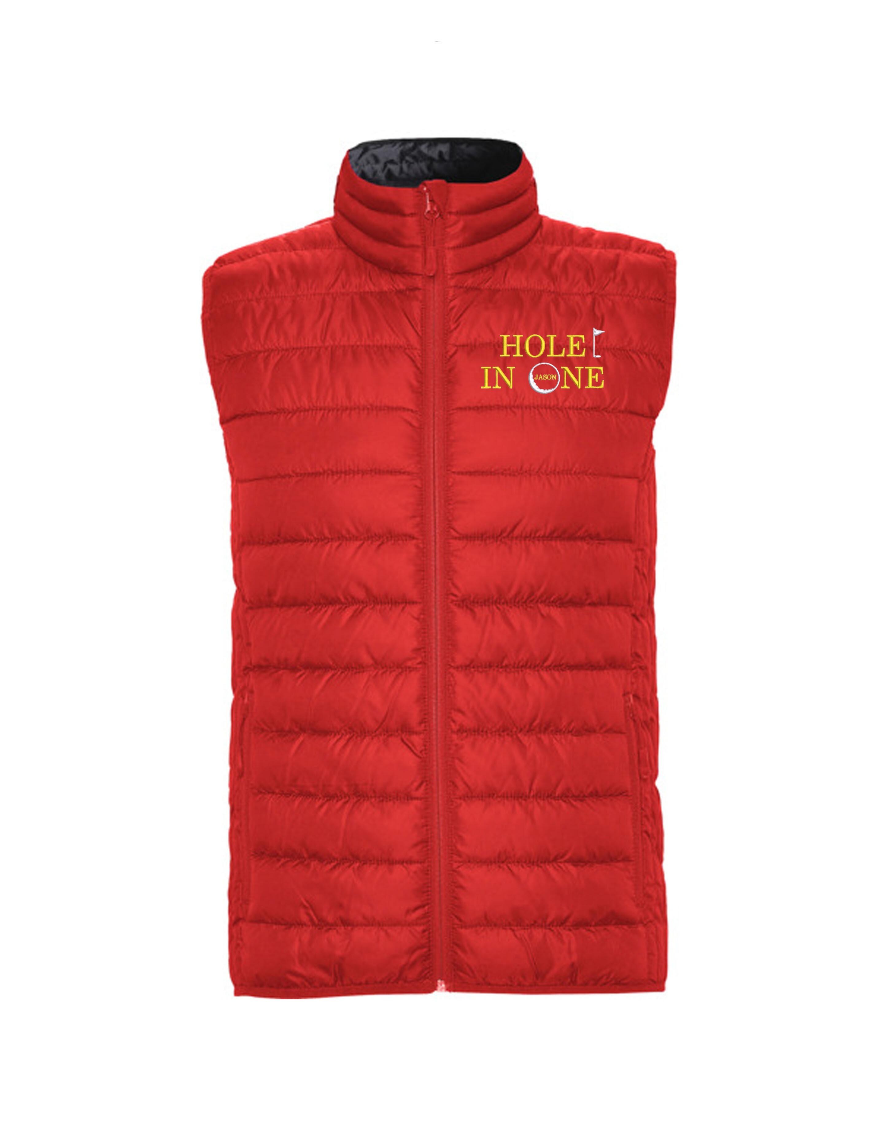 Hole in 1 Design Embroidered Feather Golf Gilet Red