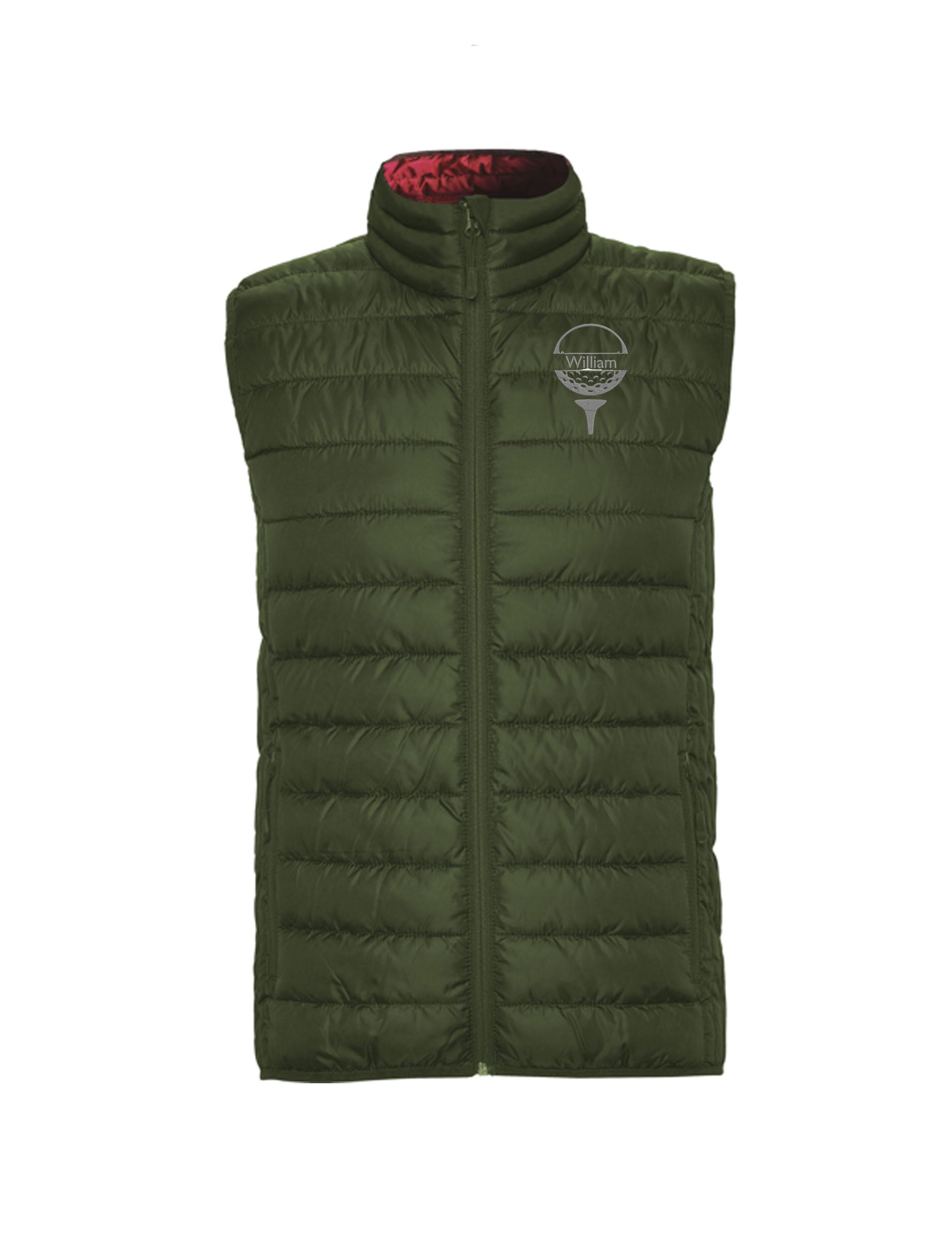 Golf Ball Design Embroidered Feather Golf Gilet Army Green