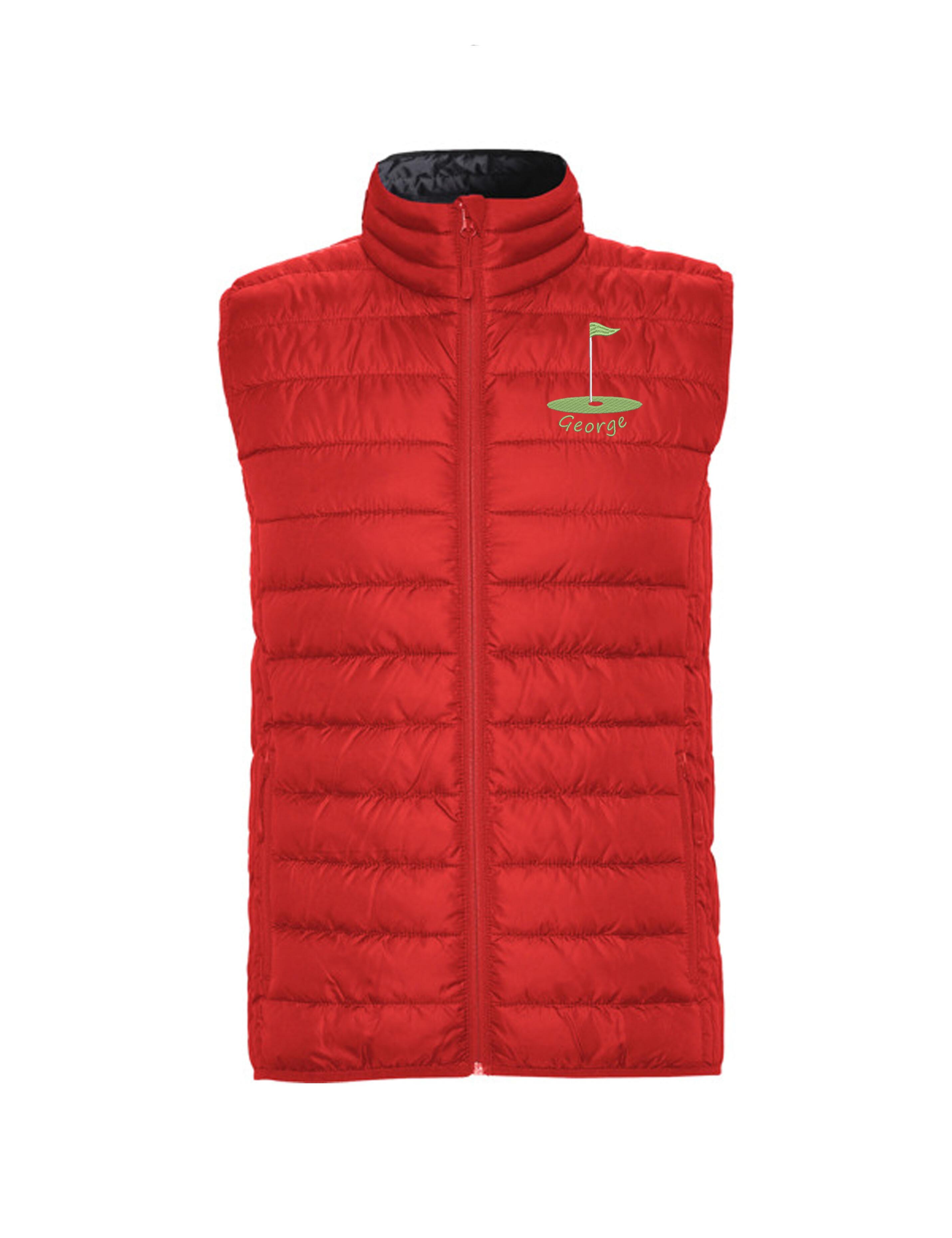 Golf Flag Design Embroidered Feather Golf Gilet Red
