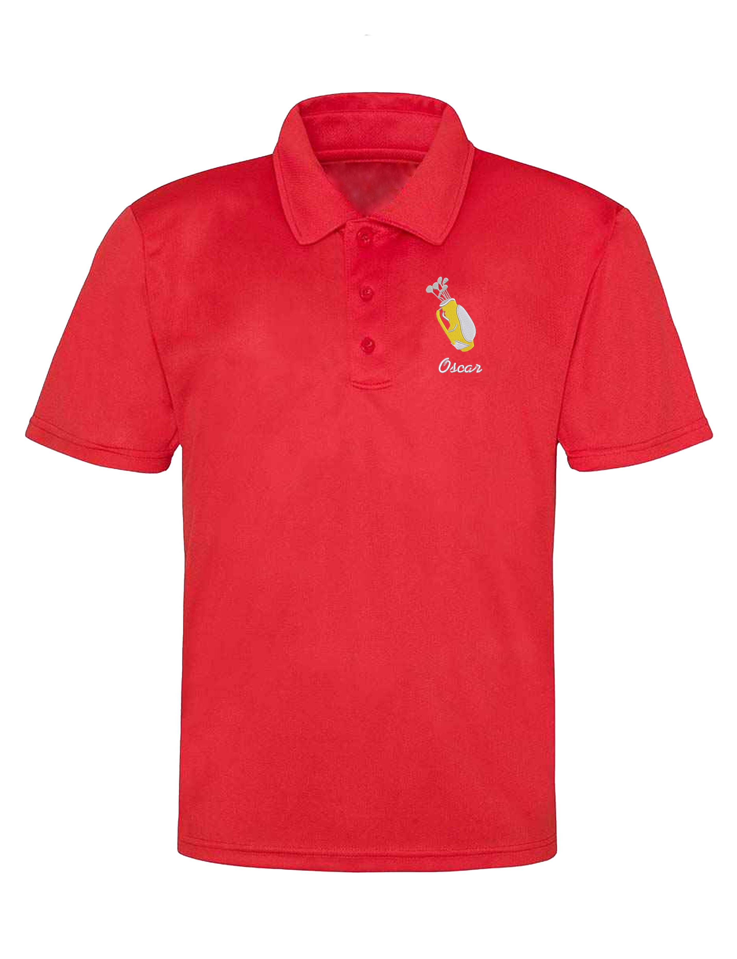 Golf Bag Design Dri-Fit Golf Polo Shirt Red