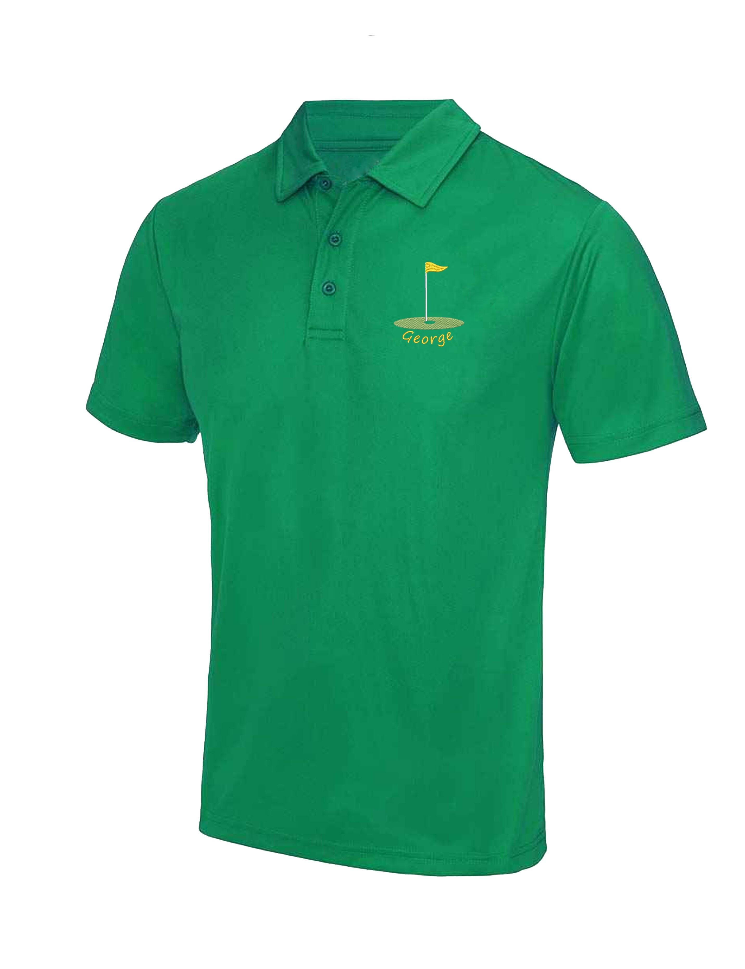 Golf Flag Design Dri-Fit Golf Polo Shirt Kelly Green