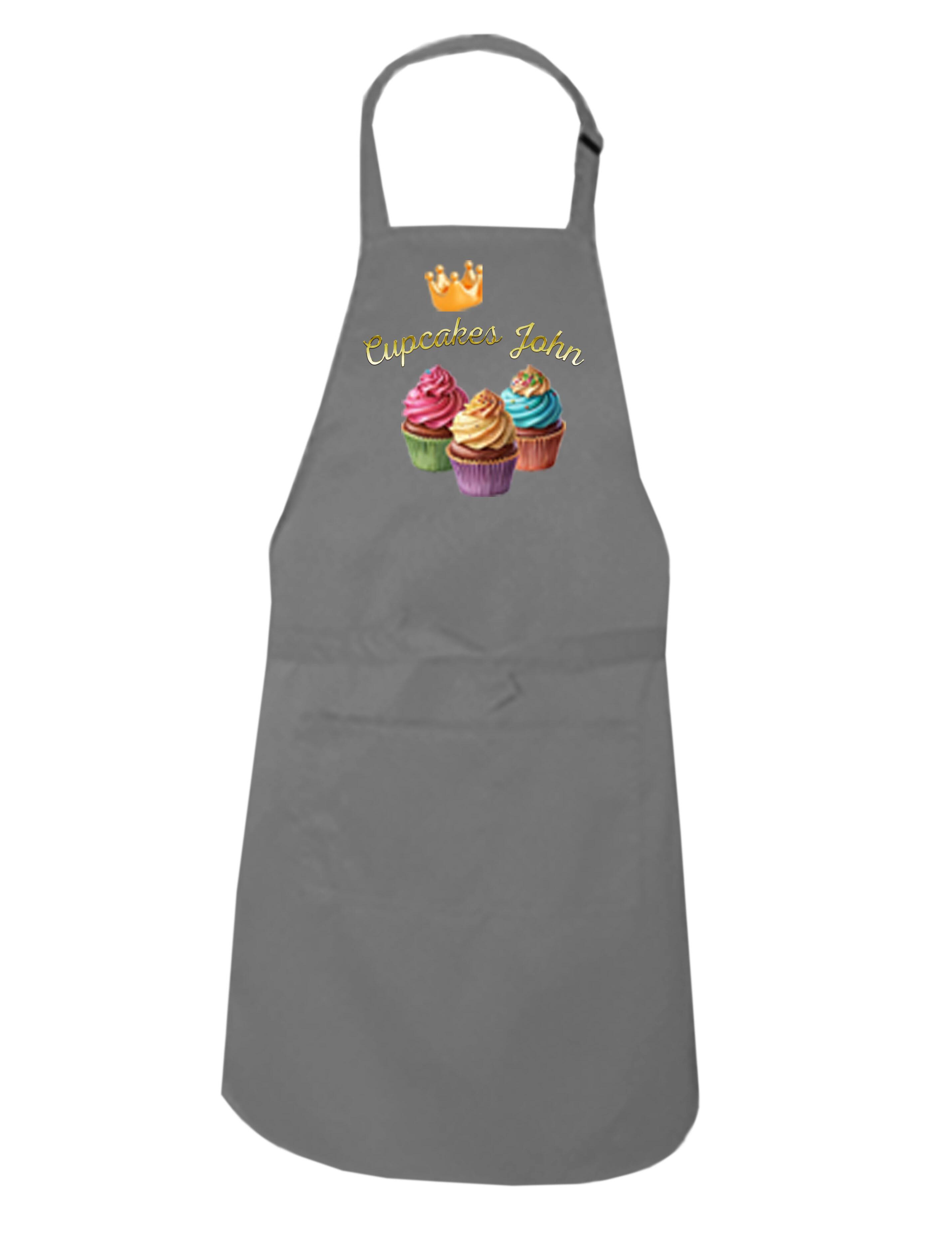 Personalised Cup Cake Kids Apron Grey