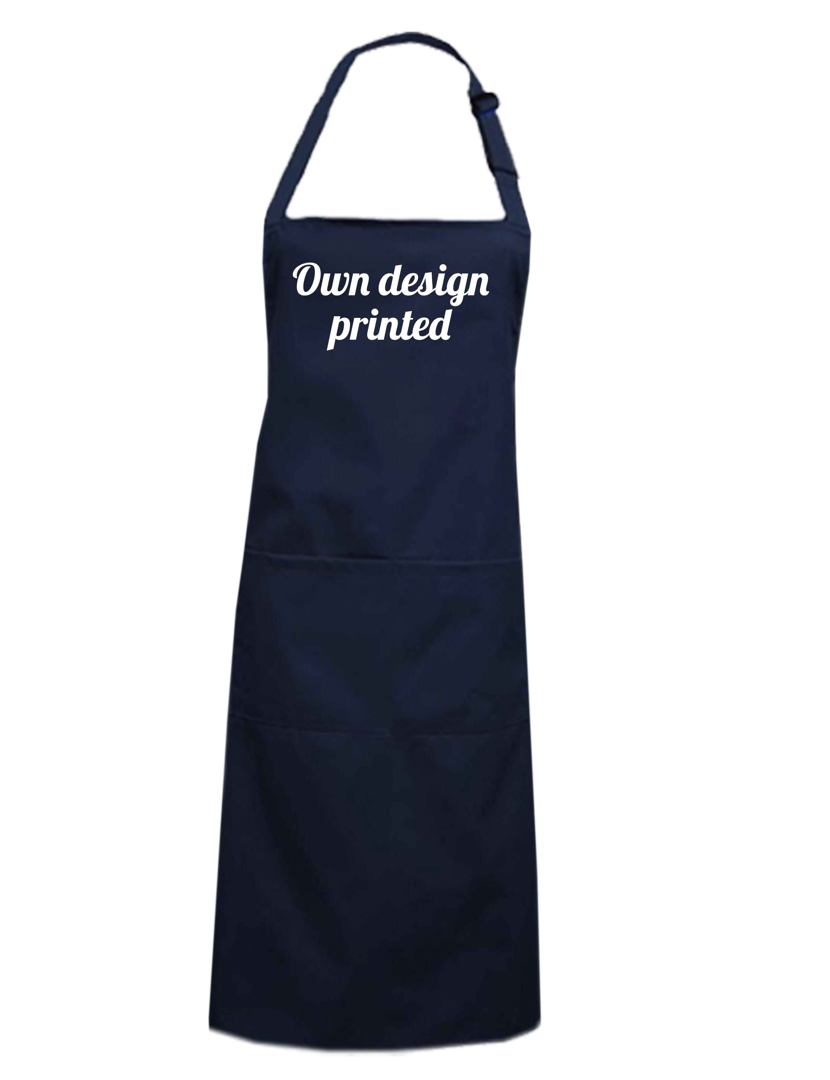 Personalised Printed Mid Length Apron with Pockets Navy with logo