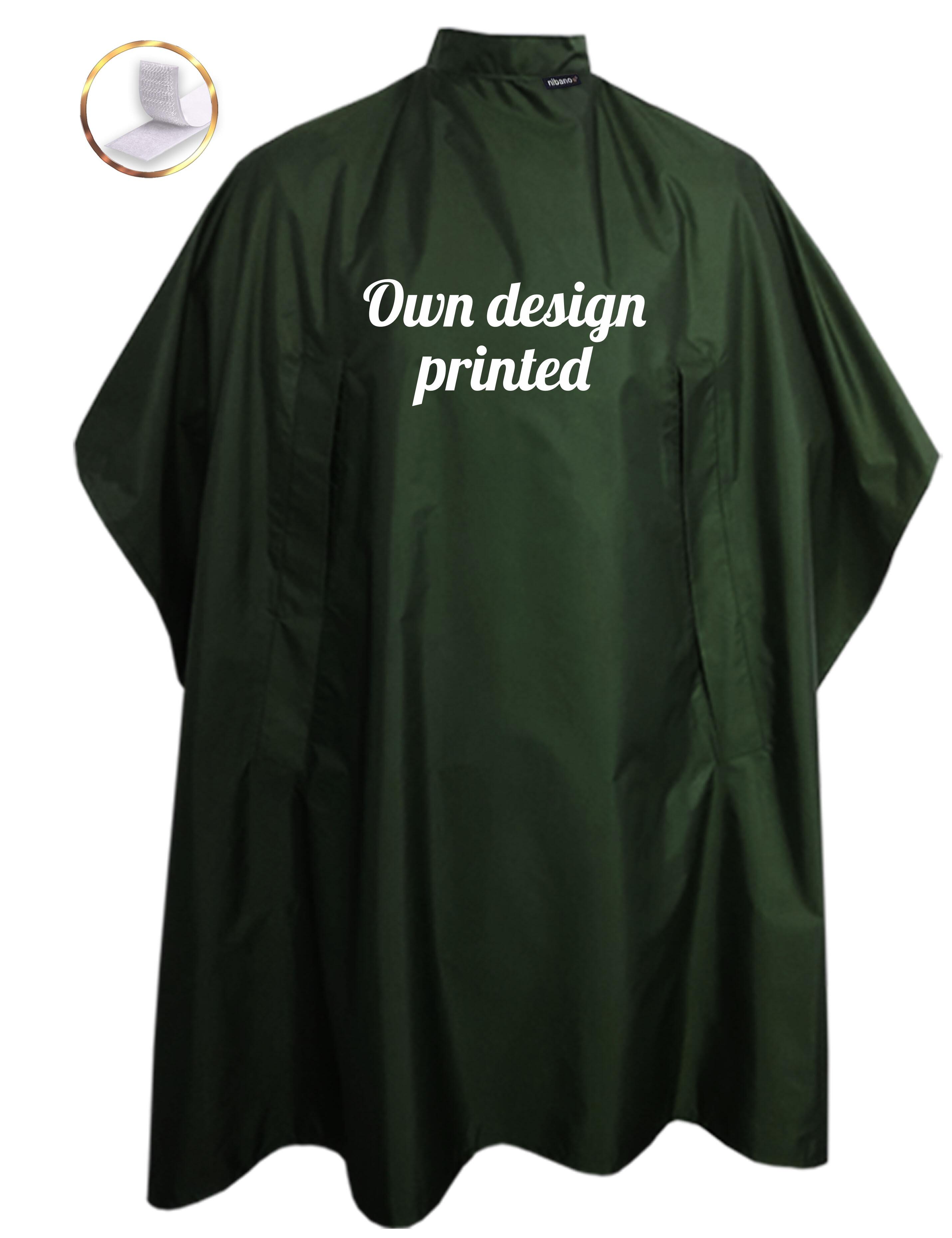 Personalised Hairdressing gown with hand slits Vintage Green Printed