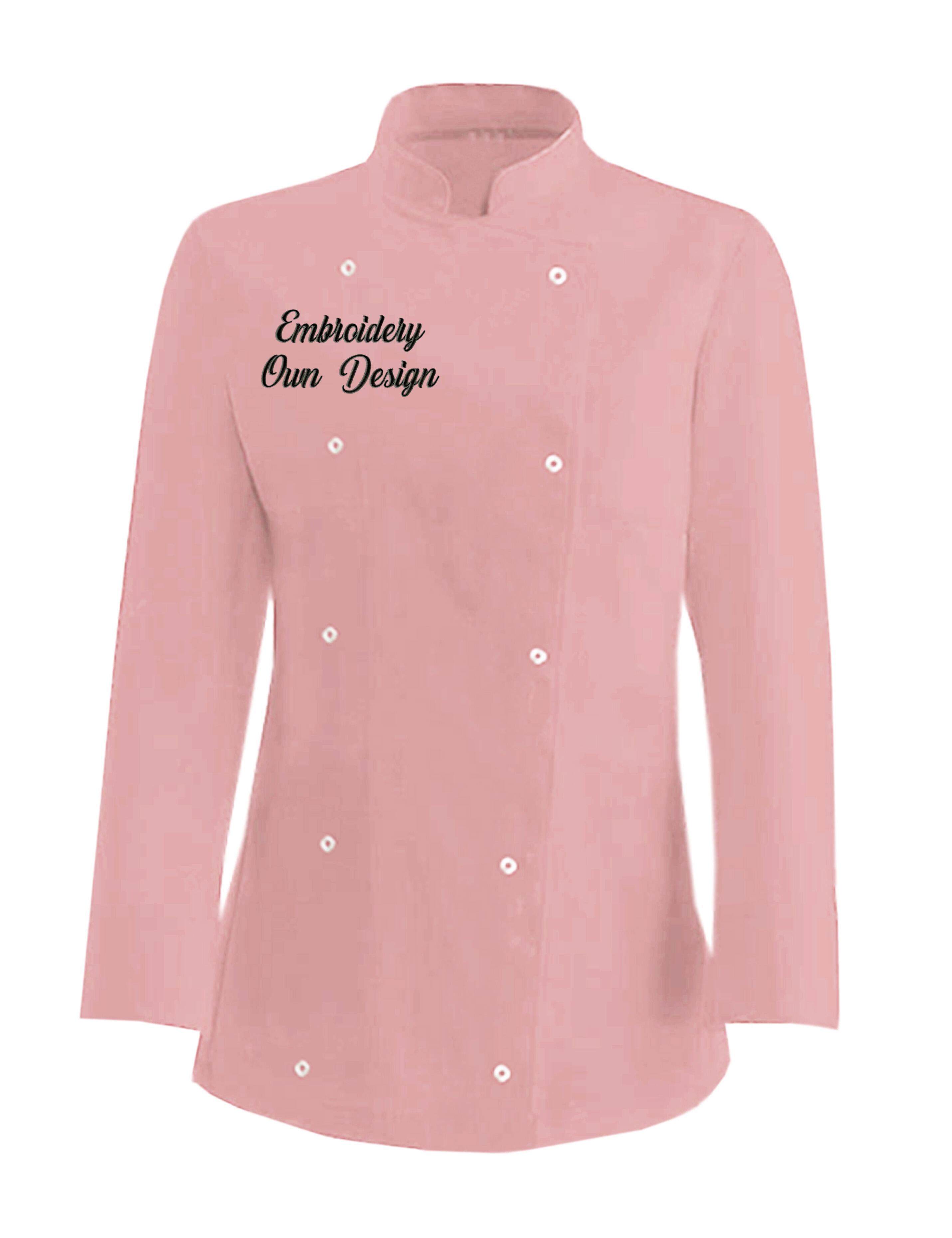Personalised Women's Long Sleeve Chef's Jacket Powder with embroidery