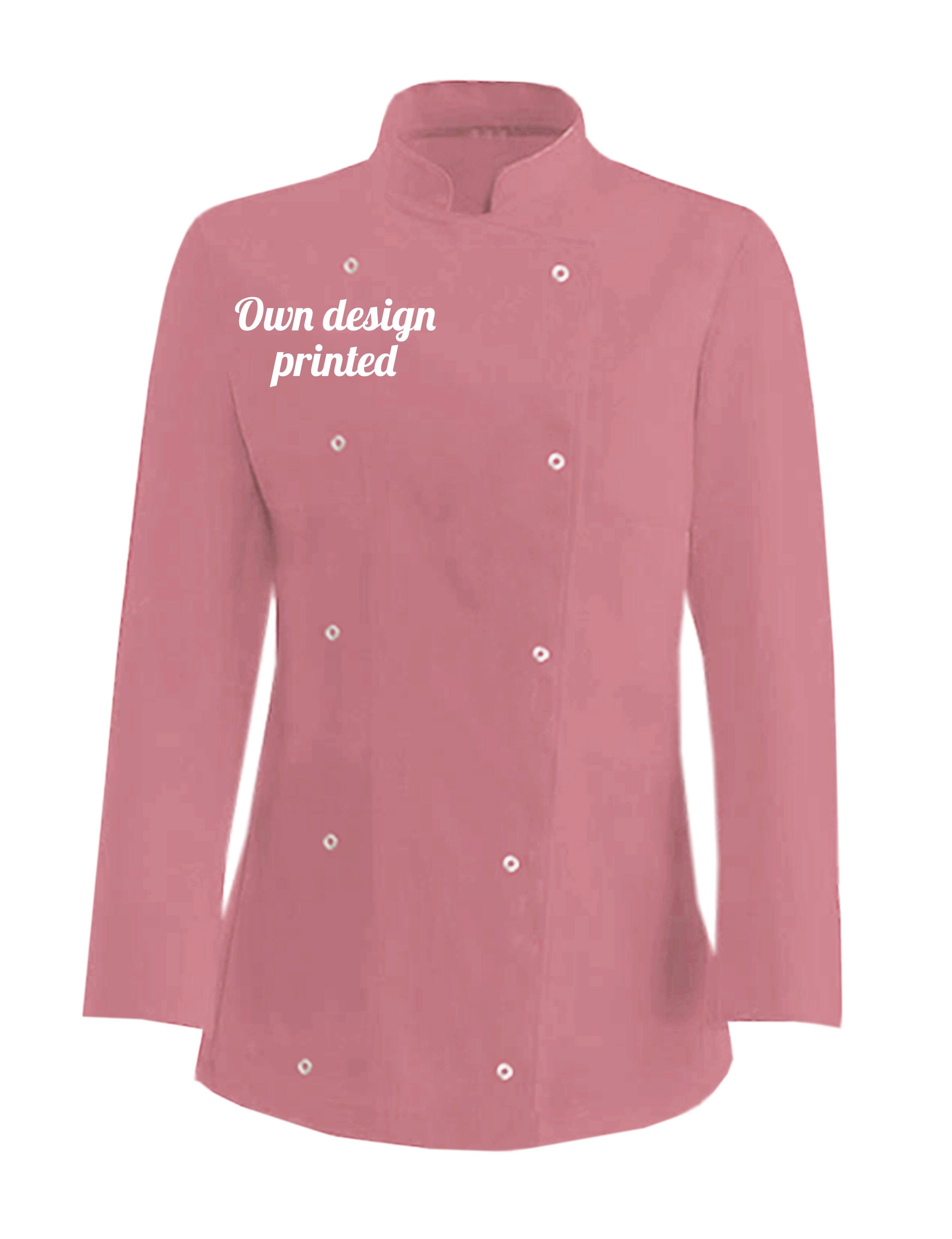 Personalised Women's Long Sleeve Chef's Jacket Rose Gold with print