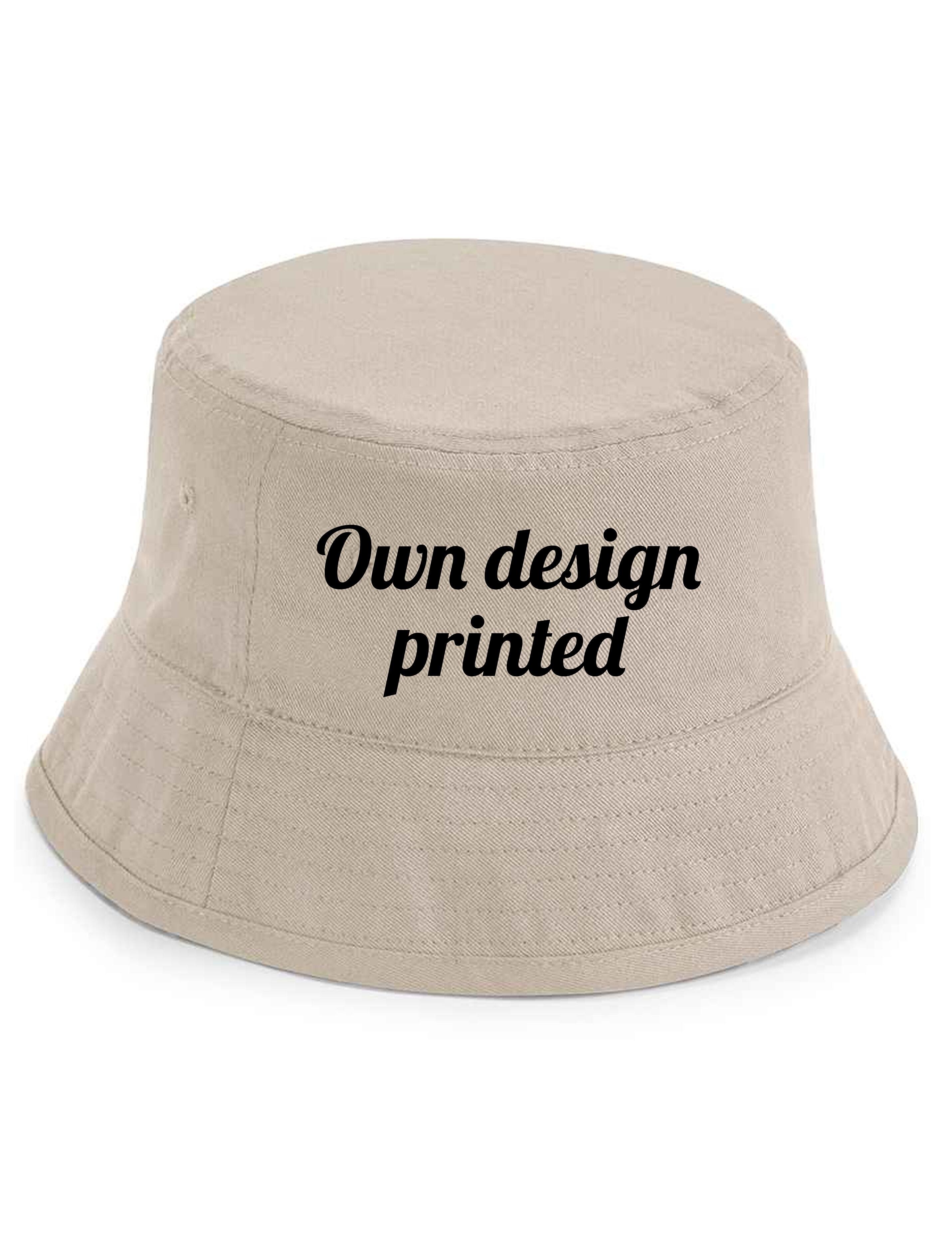 Personalised Organic cotton bucket hat sand with print