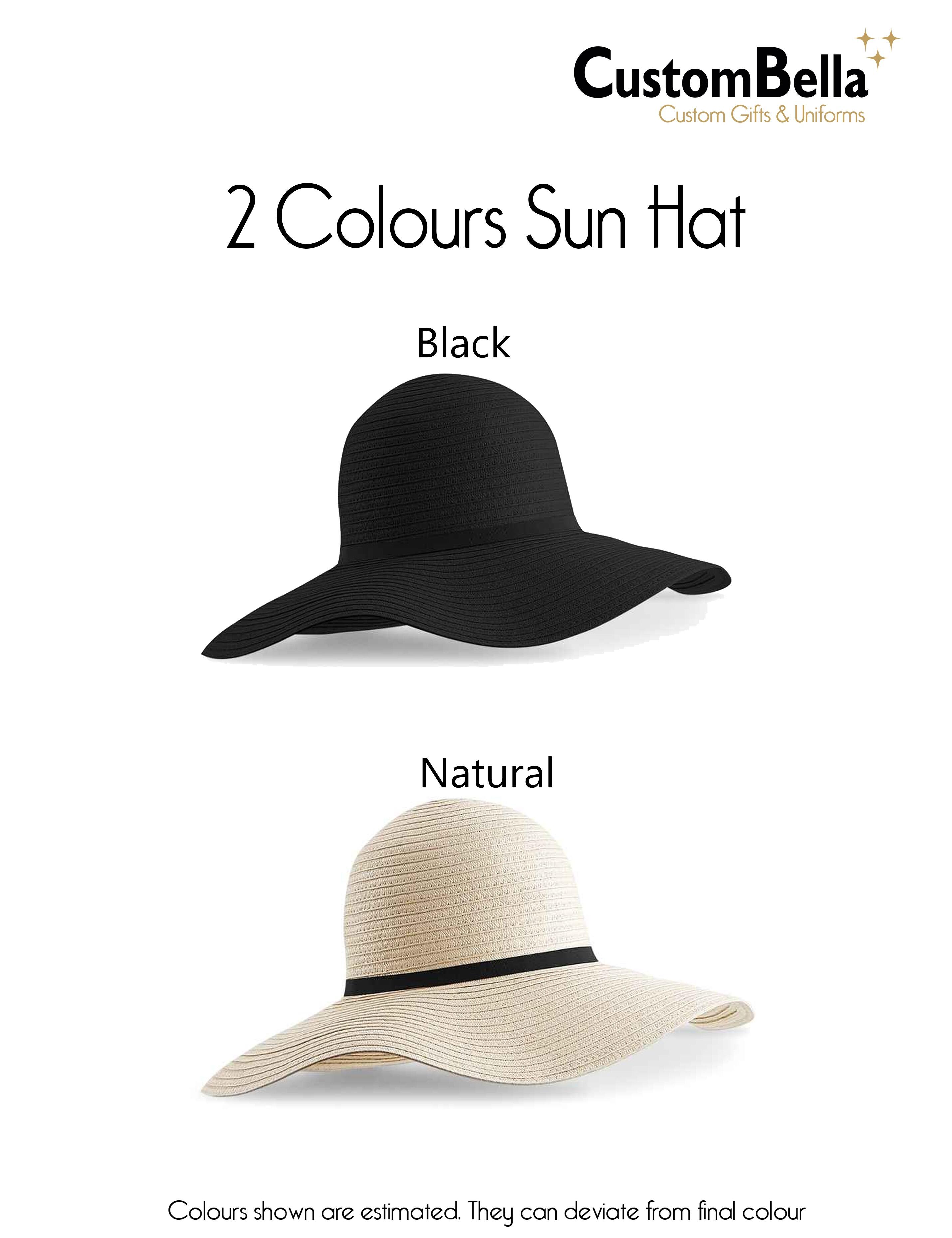 Custom ladies summer hat natural with name printed