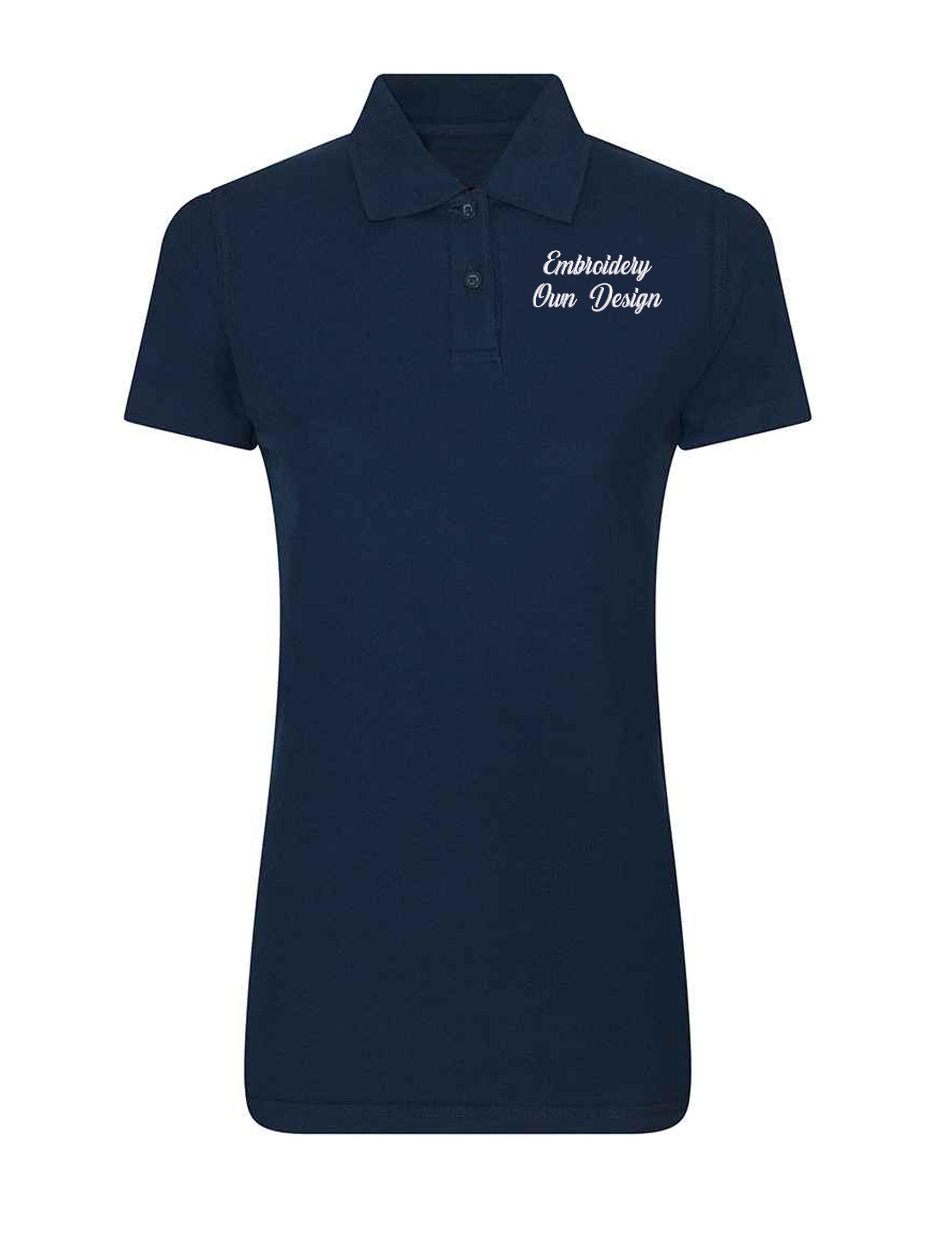 Personalised Women's Short Sleeve Polo Shirt with embroidery Navy