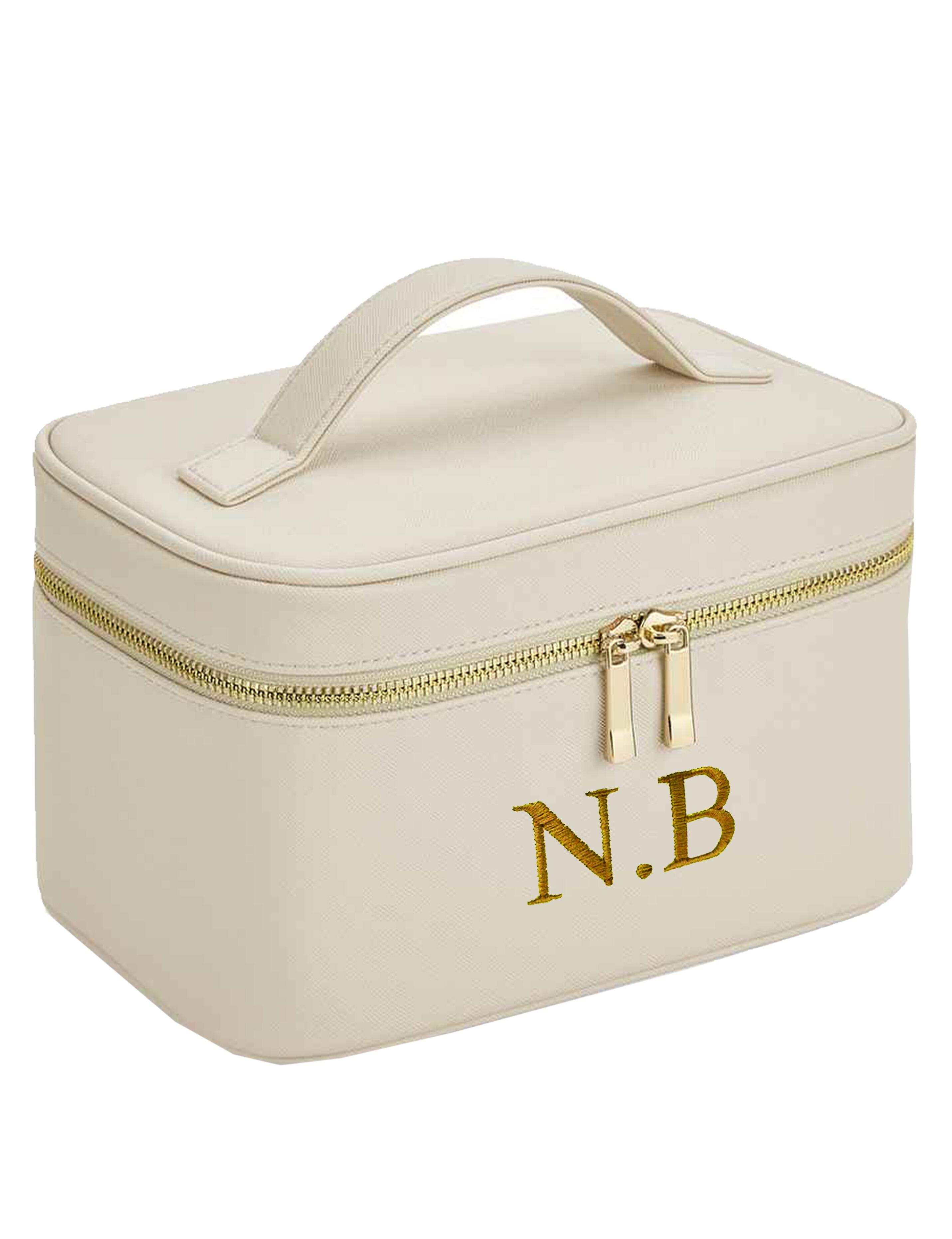 Personalised makeup bag with embroidery oyster