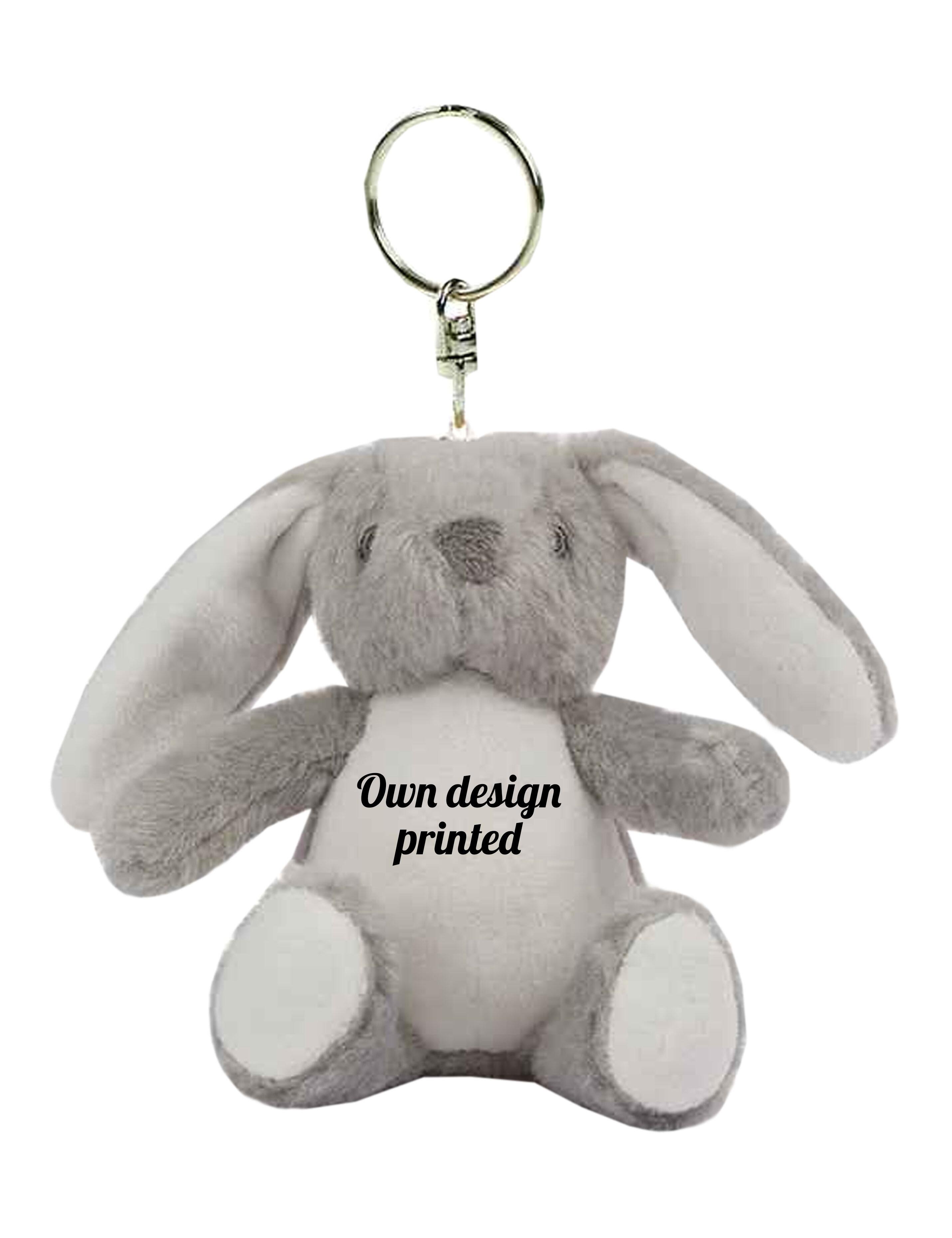 Personalised Key Ring bunny grey with print