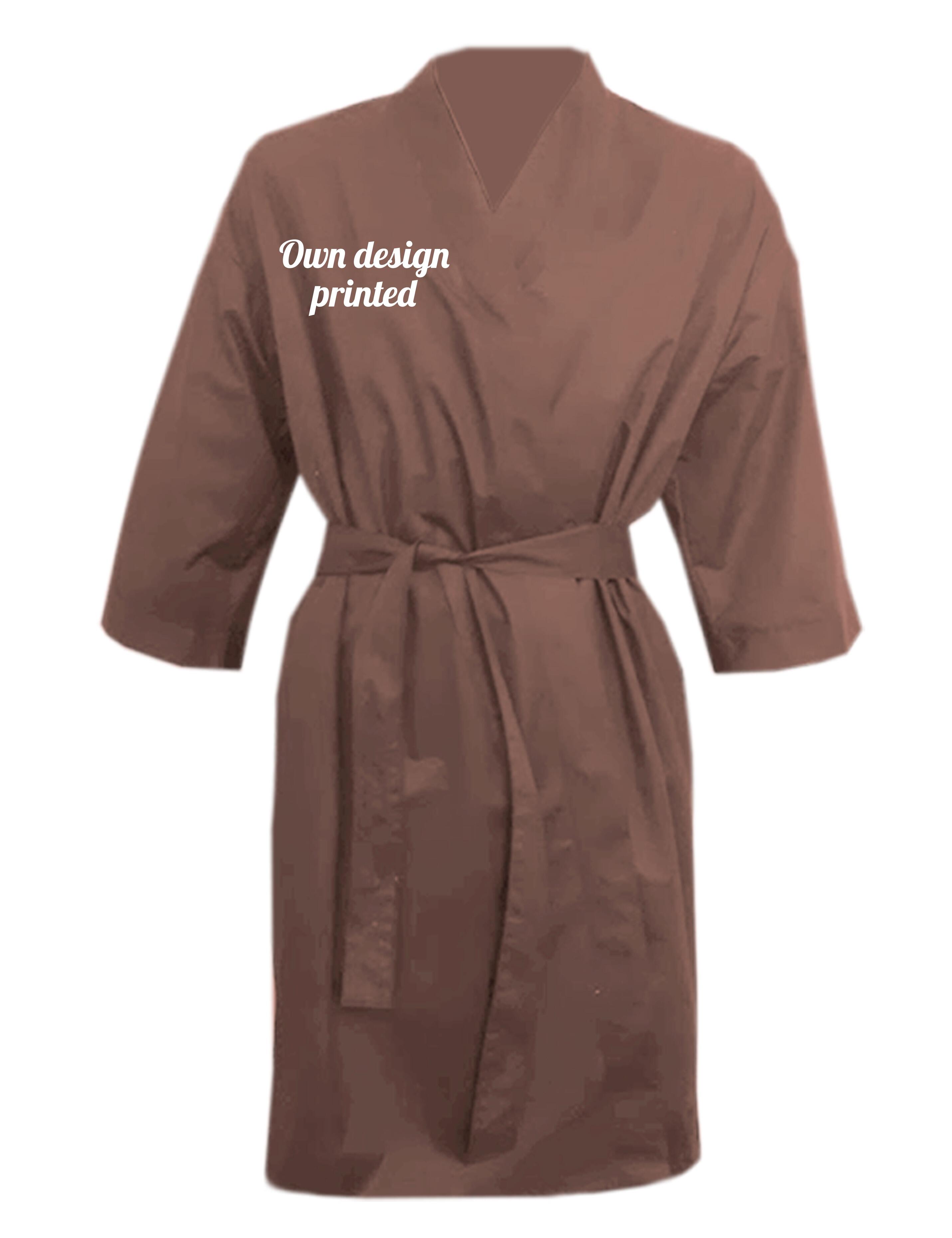 Nibano waterproof Hairdressing Kimono Robe Coffee with print